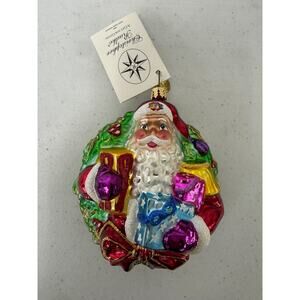 Christopher Radko A Gift For Giving Santa Wreath Christmas Ornament NWT